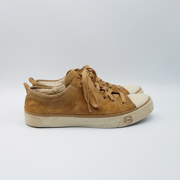 SoldUGG Evera Chestnut Suede Sheepskin Sneakers  6 - Picture 6 of 14